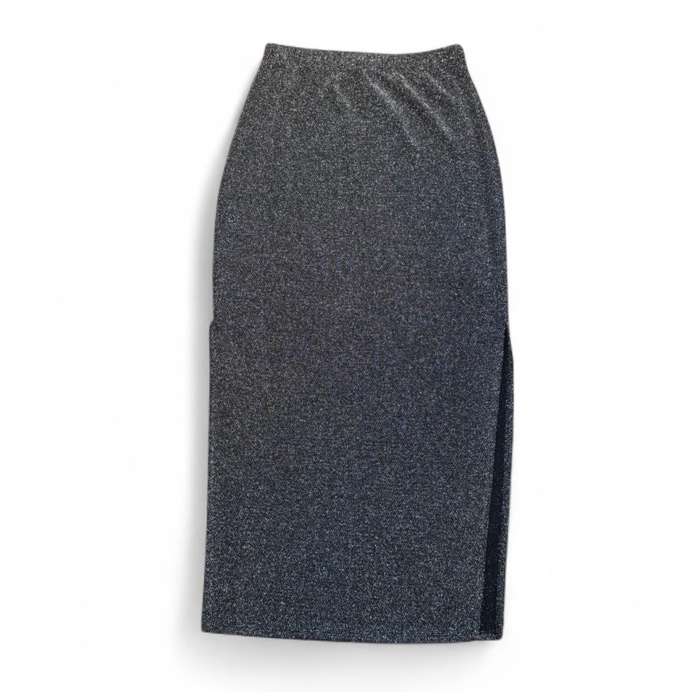 NWT MINKPINK x MP|C 90s Y2K Silver Metallic Side-Split Pencil Skirt — SMALL